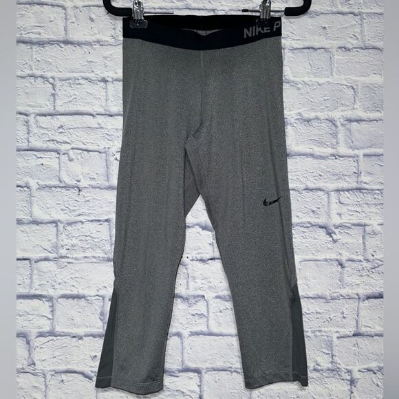 NIKE PRO WOMEN'S LEGGING TIGHT WORKOUT PANTS GREY M - Picture 1 of 11